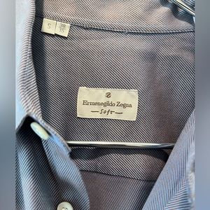 Ermenegildo Zegna Button Up Shirt Mens Small Blue Cotton Long Sleeve Collared